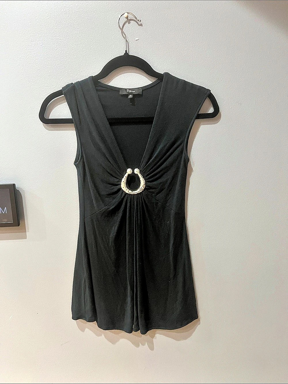 Express Black Embellished Tank Top Size XS Like New